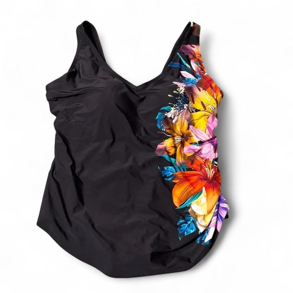 Swimsuits For All Sarong Front One Piece Swimsuit Size 26 plus tropical resort